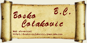 Boško Čolaković vizit kartica